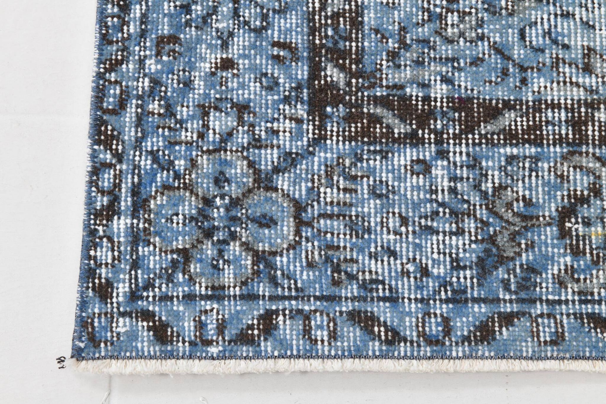 3x7 Blue Vintage Runner Rug, Handmade Wool Rug, Turkish Runner, 78x218Cm