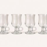 Set of 4 vintage footed tea glasses – ring handles – bistro style