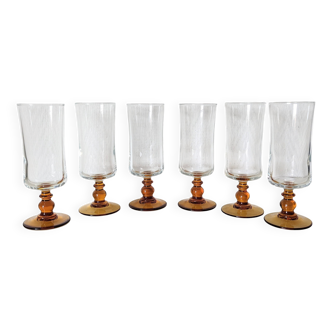 set of 6 yellow-footed champagne flutes