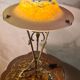 Art Nouveau lamp, chiseled bronze, old Majorel style base, signed glass paste basin 57x38
