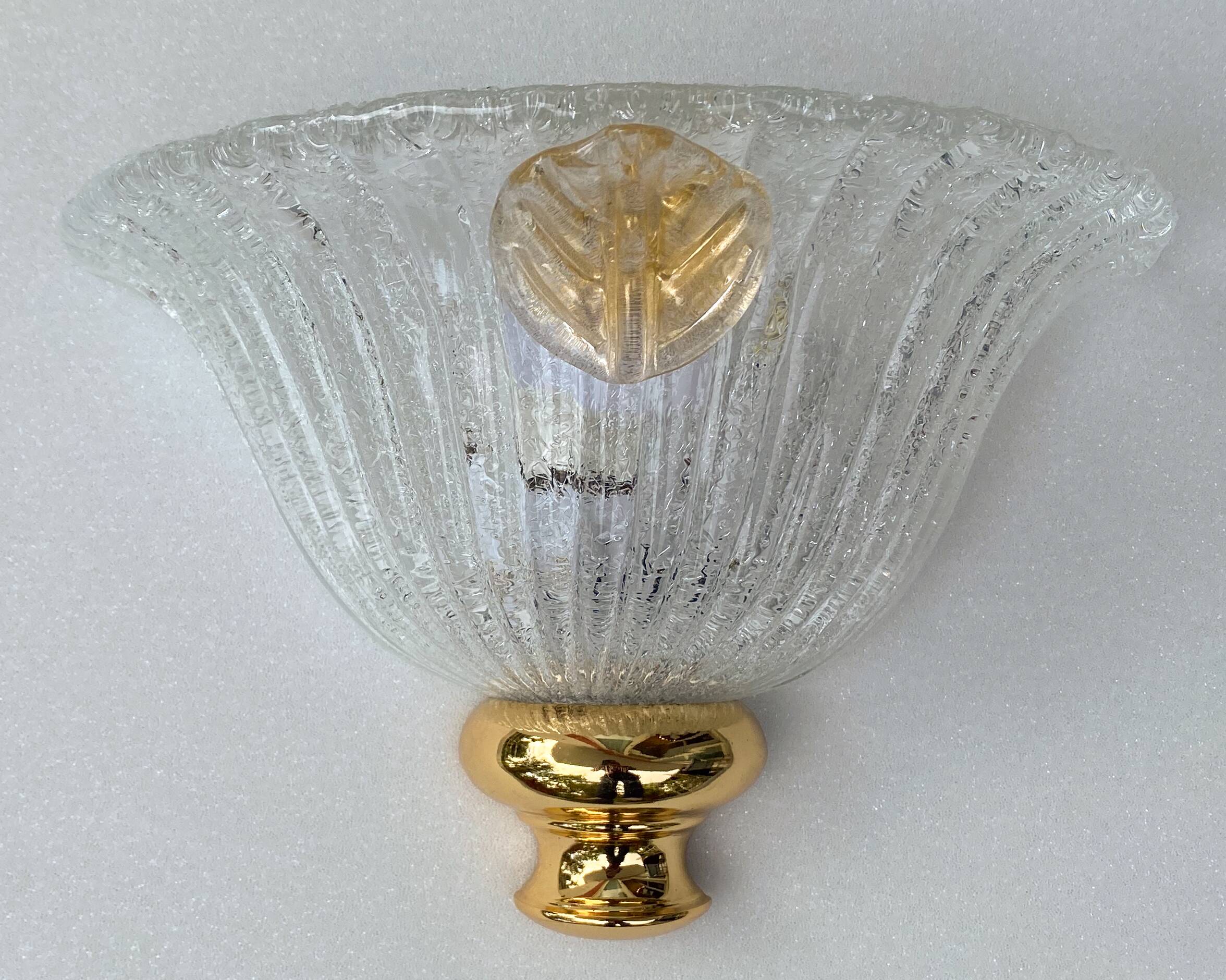 Murano Gold and Trasparent Wall Light, 1970