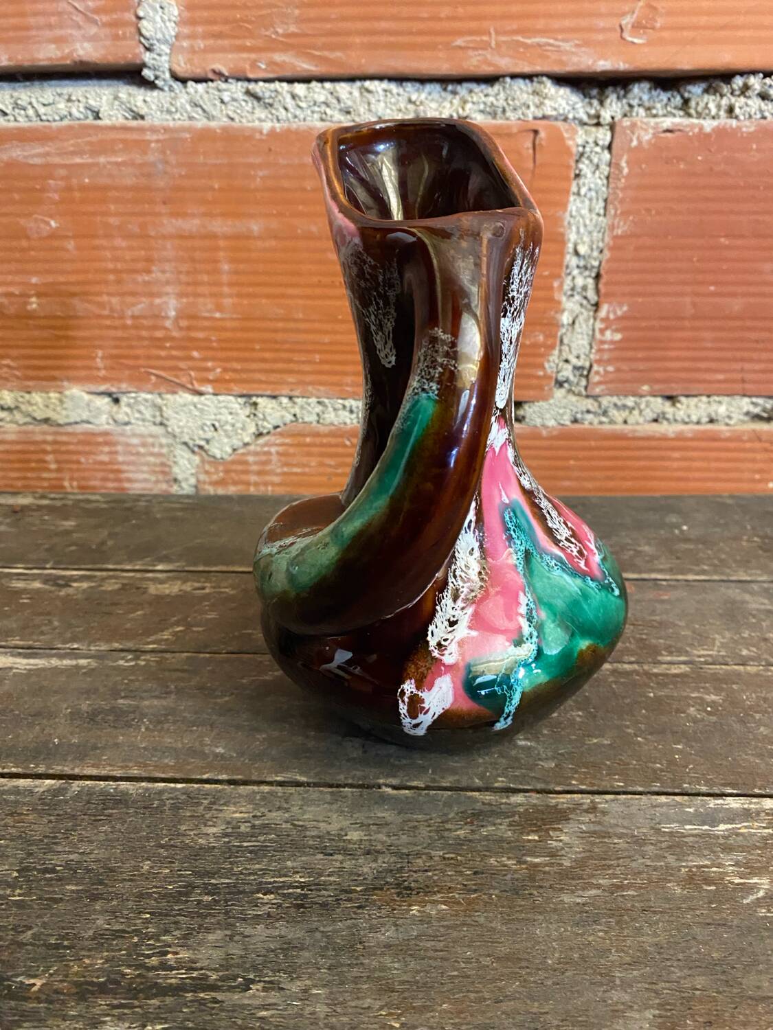 Old pichet vallauris polychrome glazed ceramics france vintage