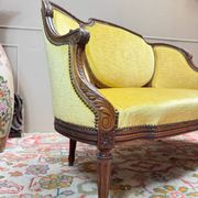 Banquette, natural wood canapé in louis xvi style, 19th century