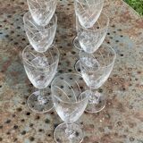 7 vintage crystal and chiseled glass wine glasses
