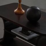 Side table / Low table in Danish Art Deco wood with shelf, 1930s-40s