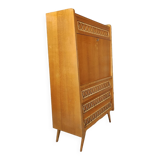 Vintage wood and rattan secretary