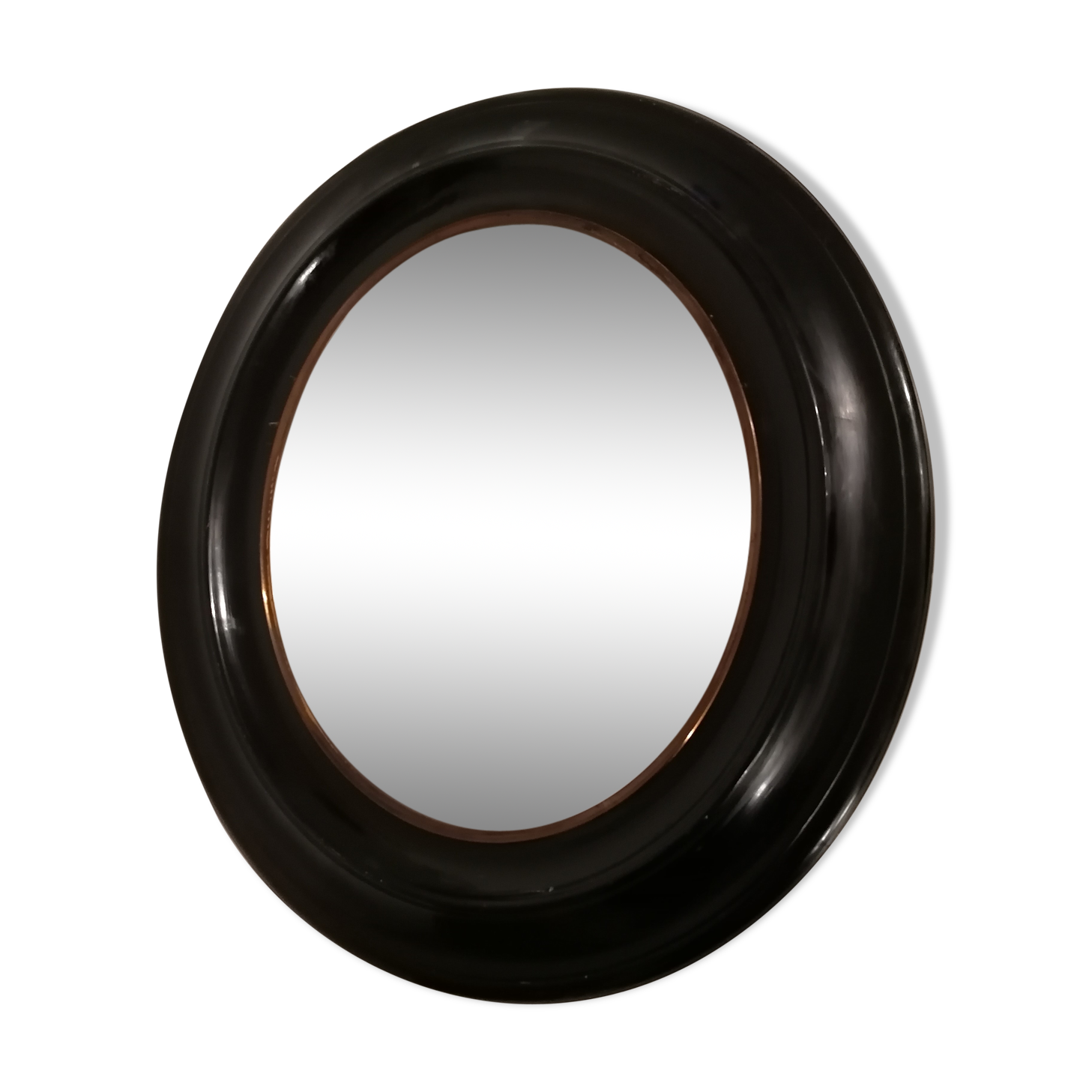 Oval mirror frame molded décor golden fillet ox eye