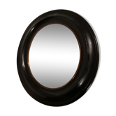 Miroir ovale cadre mouluré décor filet doré œil de bœuf
