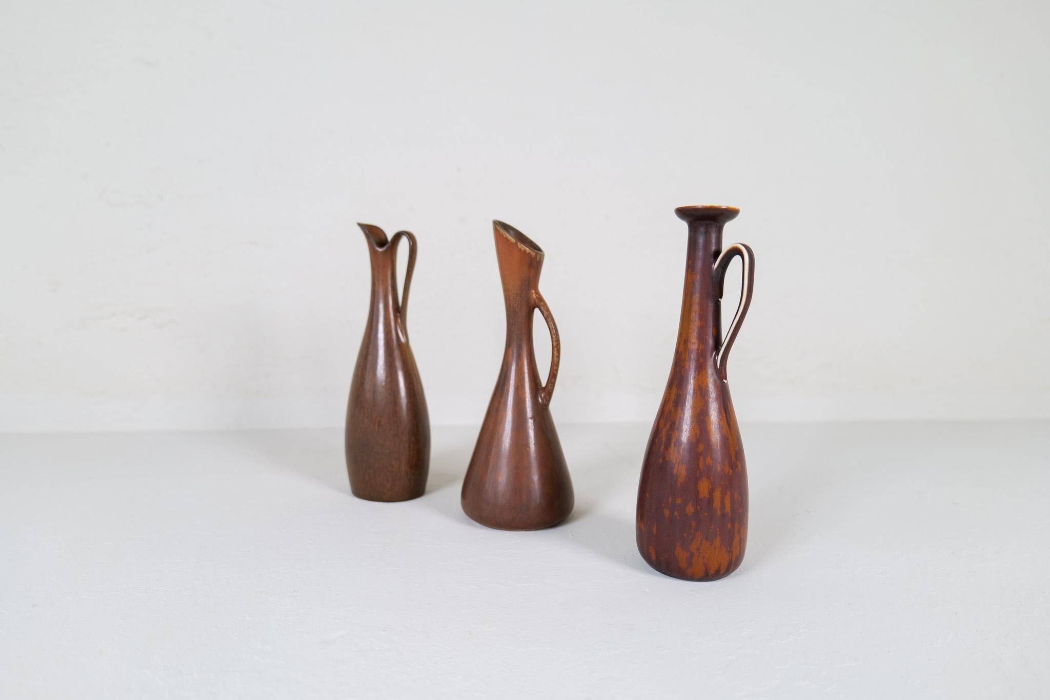 Mid-century modern set of 3 ceramic pieces by Rörstrand Gunnar Nylund, Sweden, 1950s.