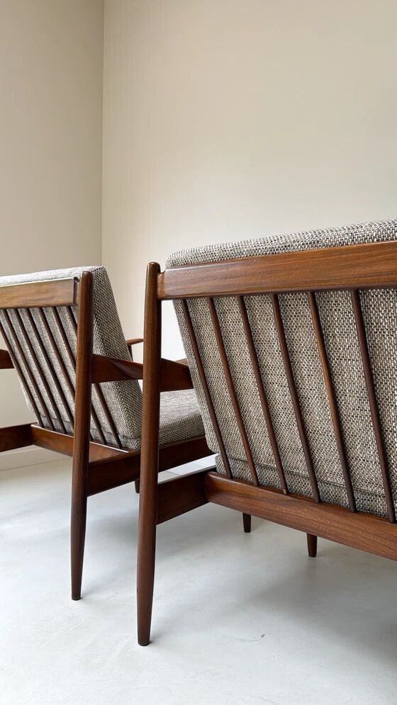 Two Vintage Danish Teak Wooden Armchairs