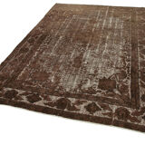 Hand-knotted hi-low pile oriental 1980s 203 cm x 303 cm brown rug