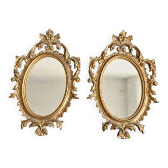 Pair of golden rocaille style mirrors