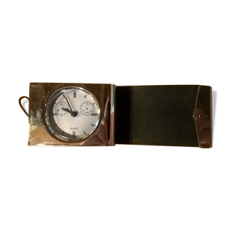 Leather and metal alarm clock or desk clock