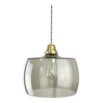 Mid-century italian glass and brass pendant lamp