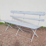 Folding garden bench in iron and old wood - 1950s