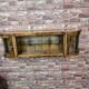 Rare 3-Zone Art Deco Walnut Wall Display Cabinet with Slatted Glass Doors