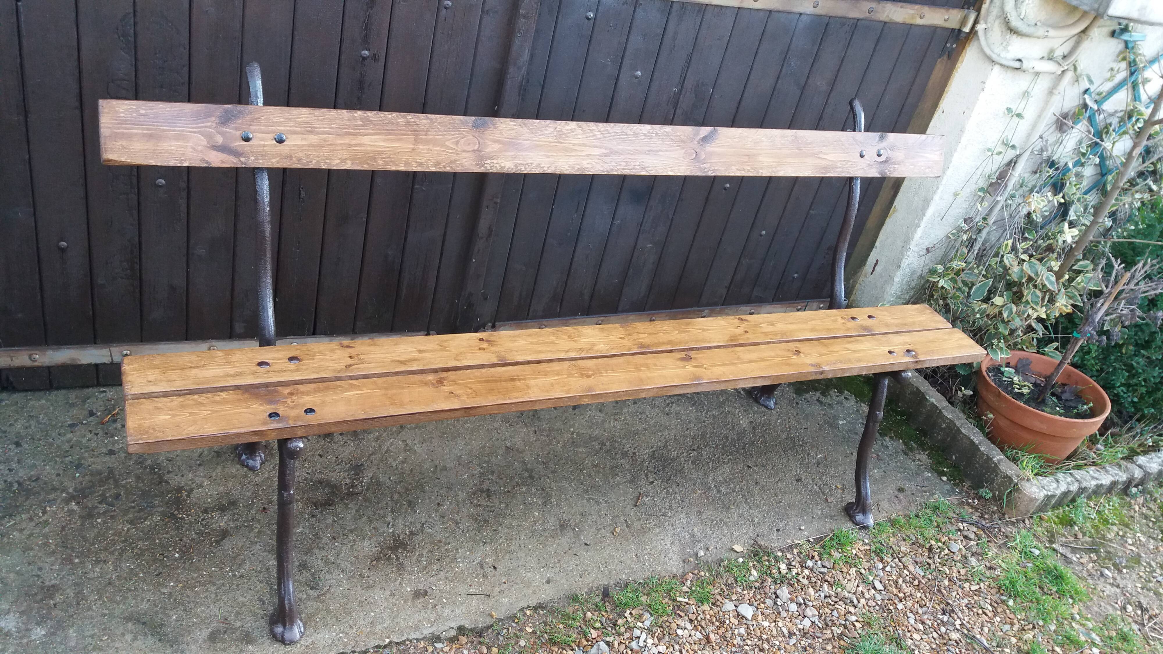 Cast iron leg garden bench