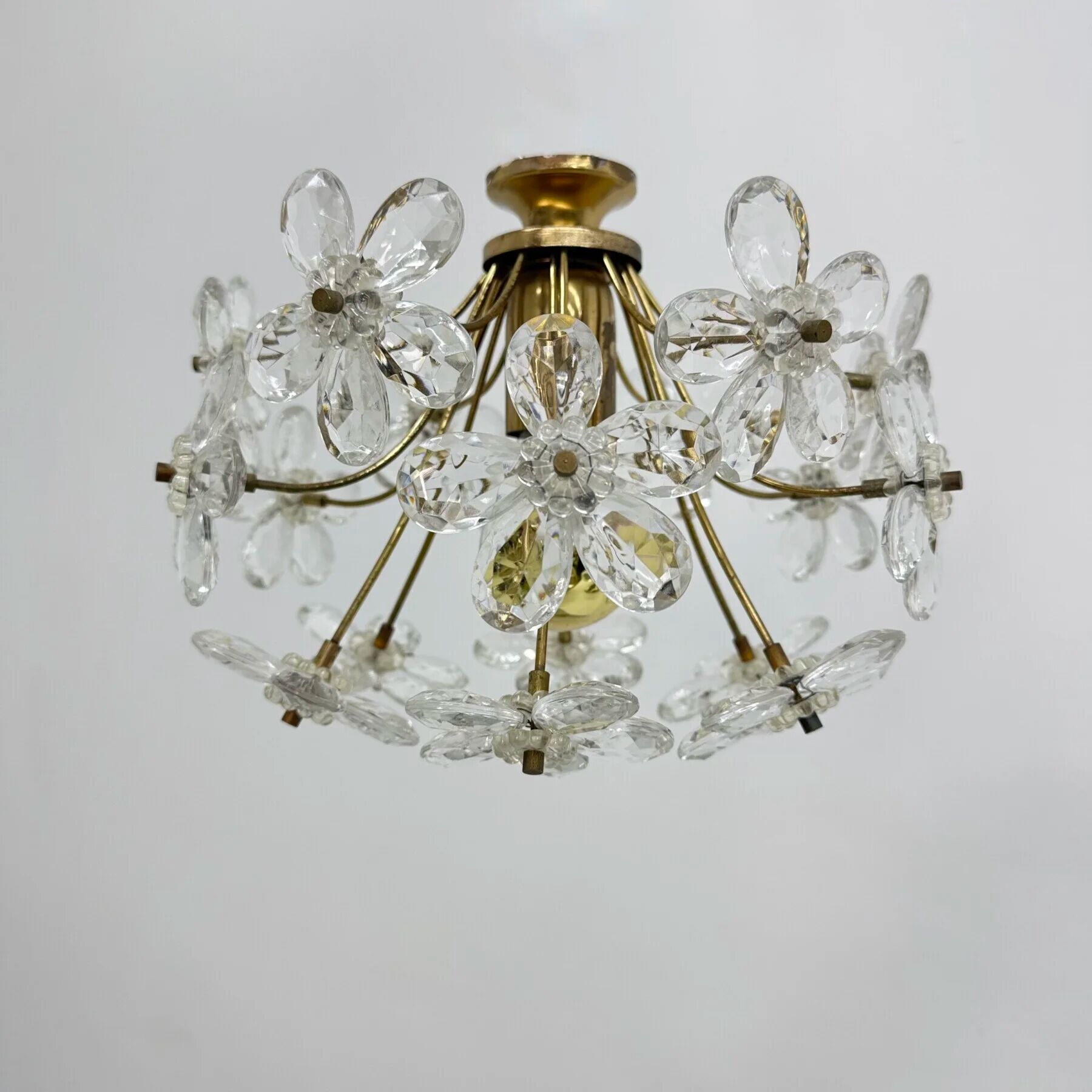 Mid-century crystal flower ceiling lamp, 1970s