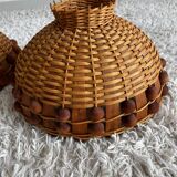 Pair of vintage wicker lampshades
