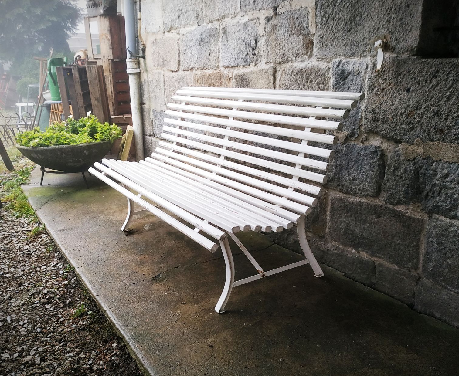Vintage slatted garden bench
