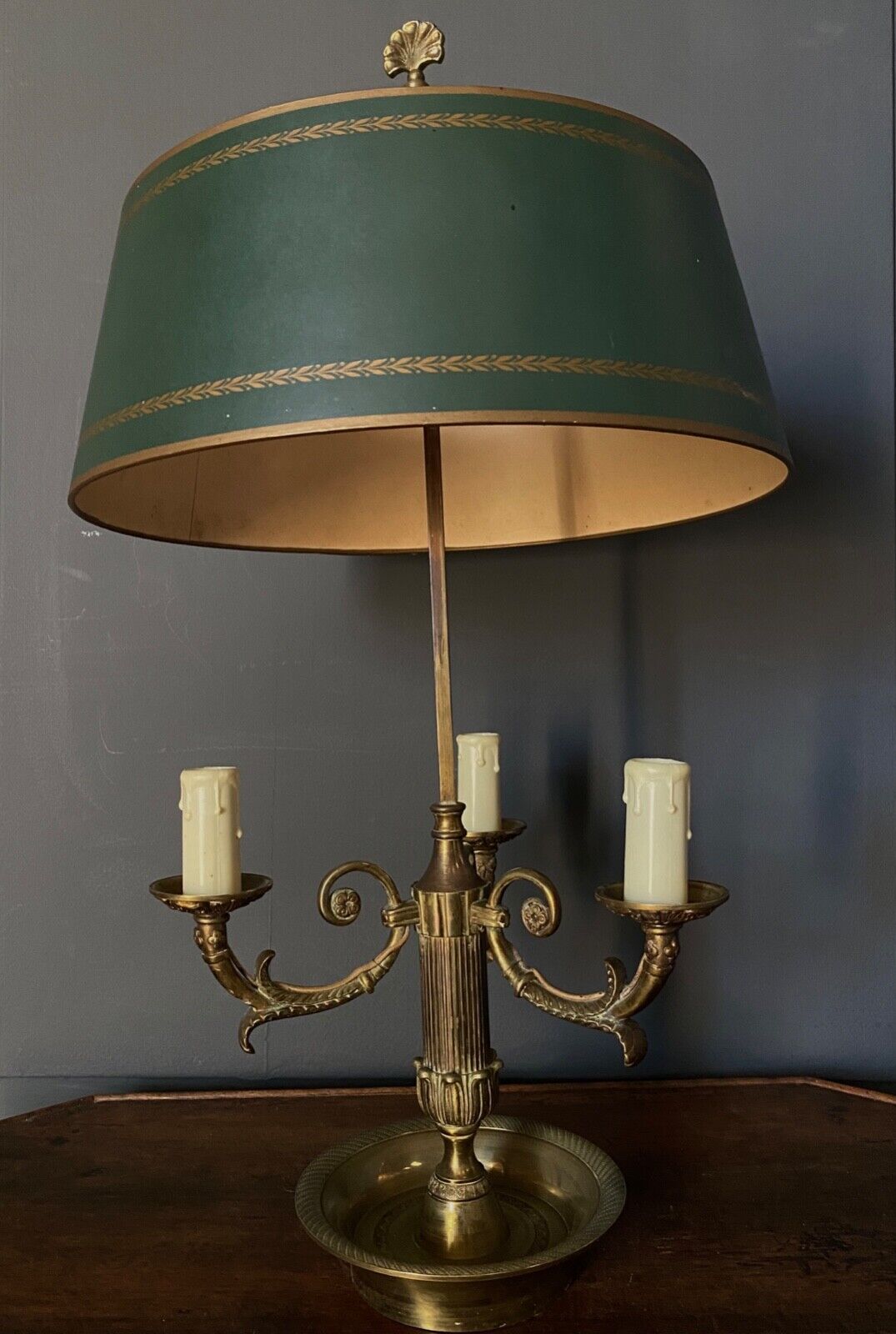 Lamp bouillotte bronze lampshade in sheet style empire mid-twentieth
