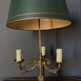 Lamp bouillotte bronze lampshade in sheet style empire mid-twentieth