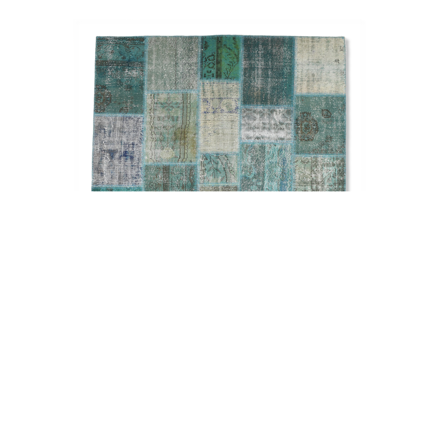 7x10 Green Vintage Patchwork Rug 300x210Cm