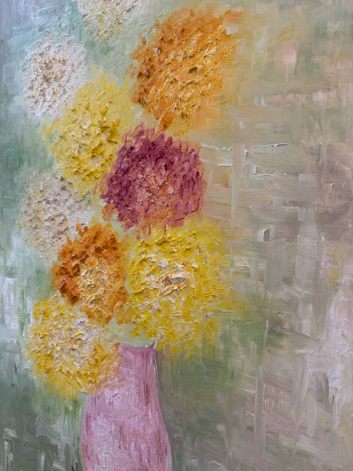 Oil painting on canvas chrysanthemums 1965