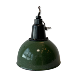 Çekoslavakya pendant lamp - Deep lacquered green outside & enemelled inside