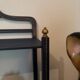 Small vintage shelf reimagined in midnight blue & gold, curiosity cabinet.