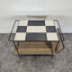 Table basse en rotin et céramique années 50