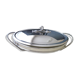 Oval-shaped covered gratin dish in Silver Metal