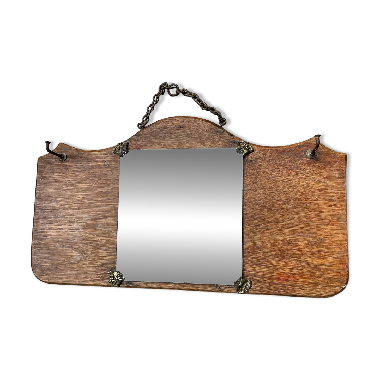 Antique hat rack/coat hook with beveled mirror