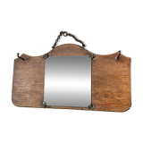 Antique hat rack/coat hook with beveled mirror