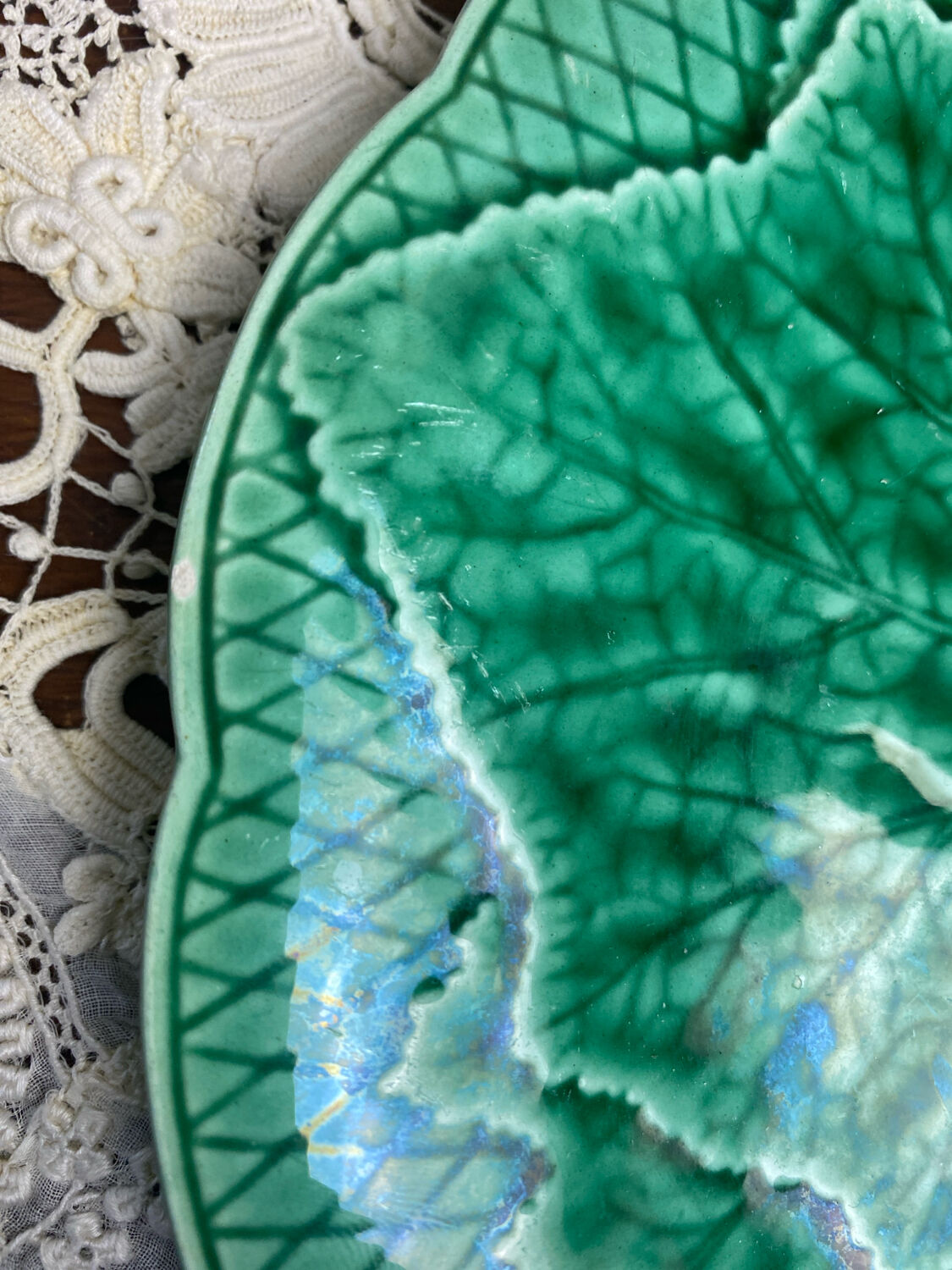 Gien stamped majolica dessert plate