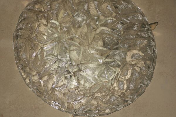 Plafonnier en verre glacé, étiquette Kaiser Leuchten, années 1970