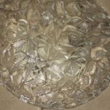 Frosted ice glass plafonnier, Kaiser Leuchten label, 1970s