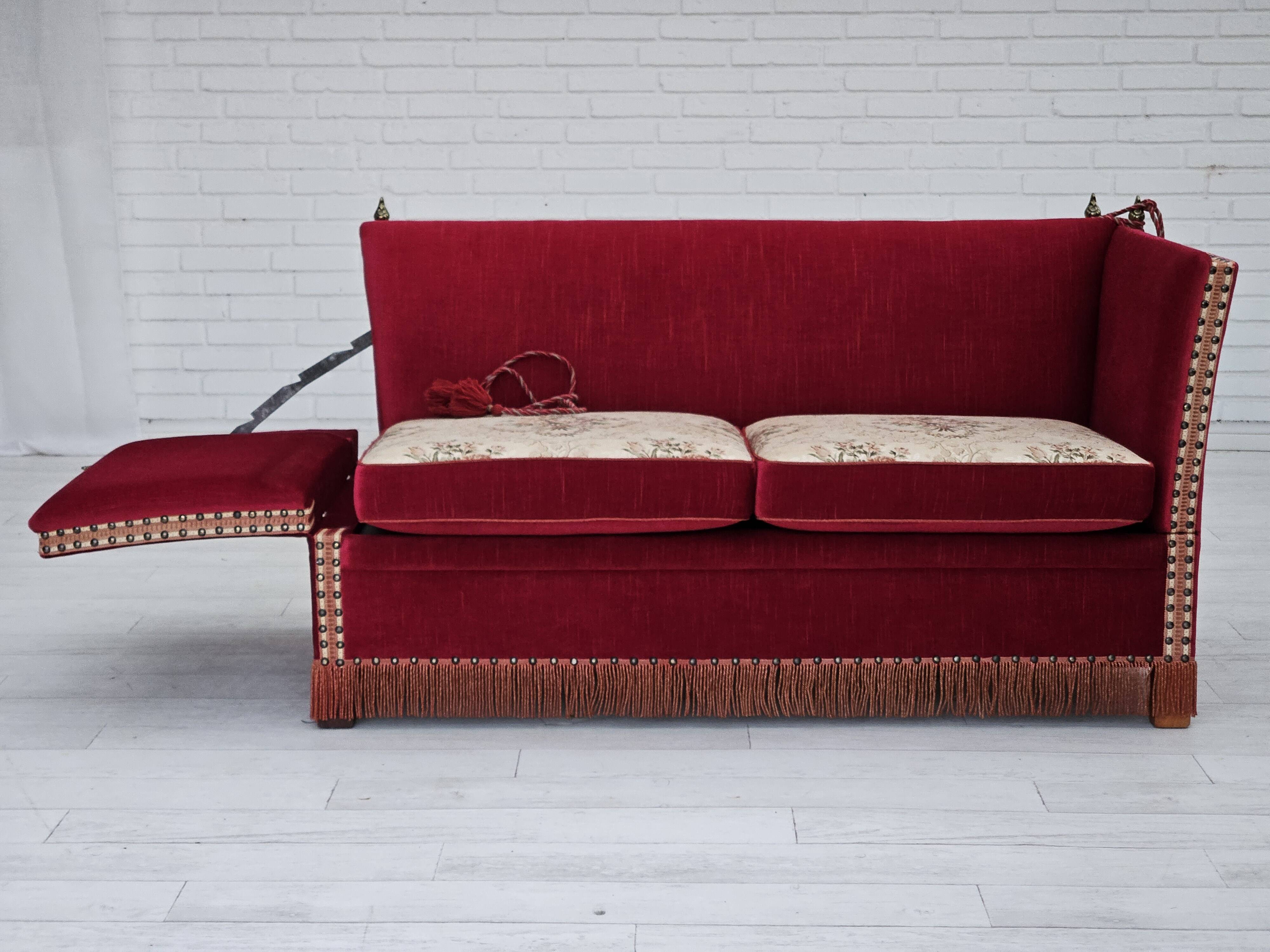 1970s, Danish "Spanish" sofa, original condition, furniture velour.