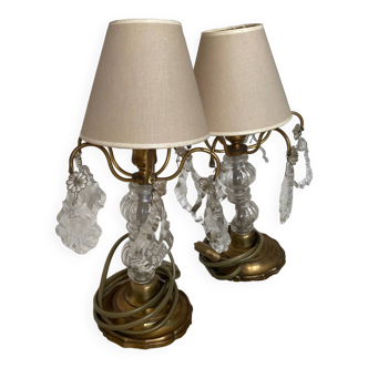 Pair of Gilt Bronze Girandole Lamps with Tassels