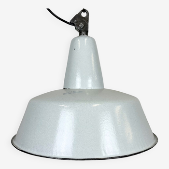Industrial Grey Enamel Factory Pendant Lamp from Zaos, 1960s