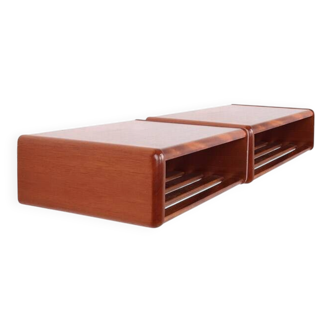 Set of vintage wooden wall bedside tables