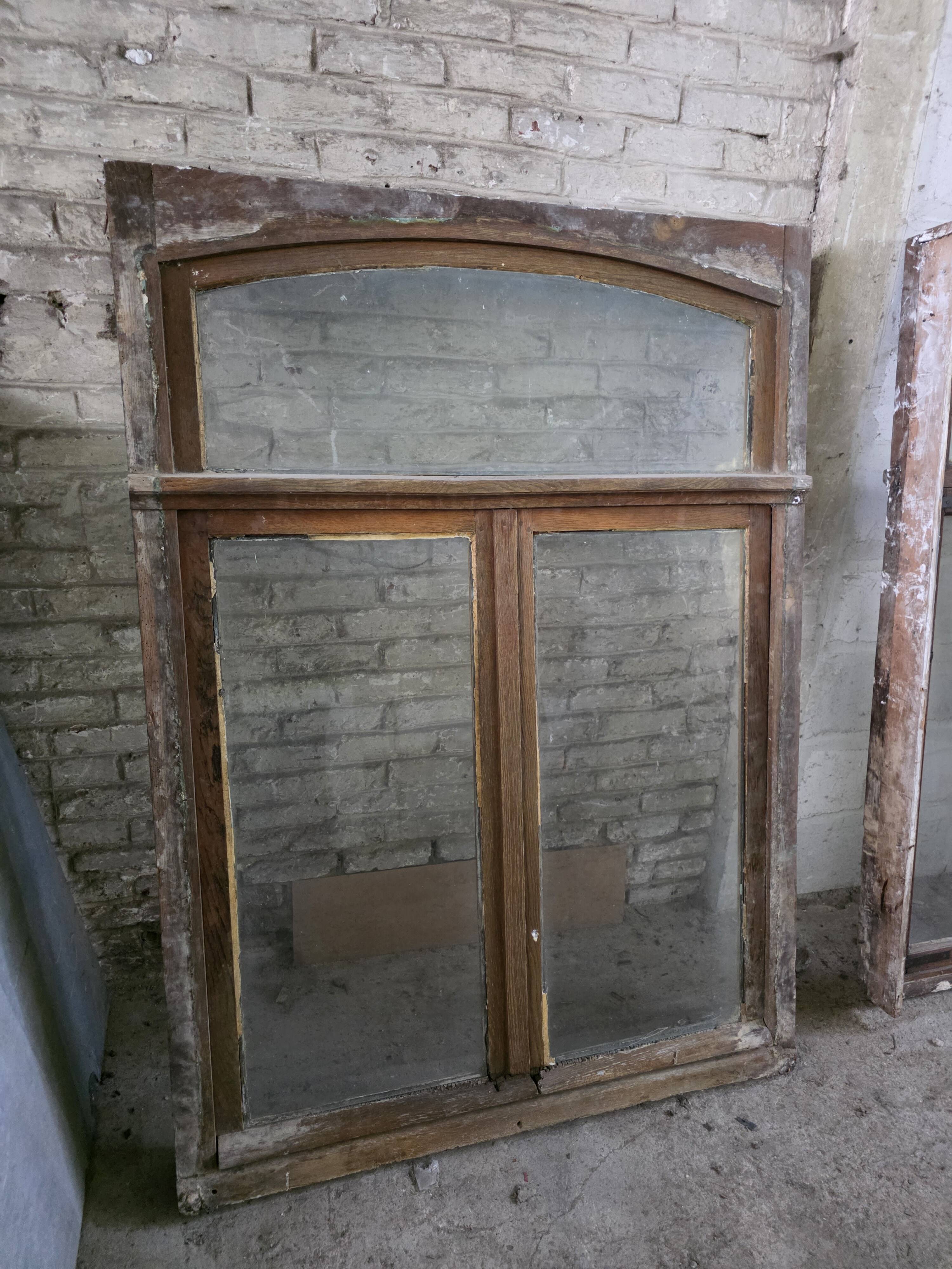 Pair of solid oak windows from the early 20th century.
