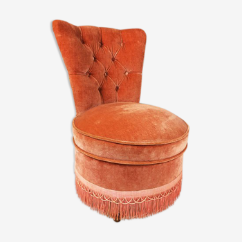 Fauteuil cocktail en velours vieux rose