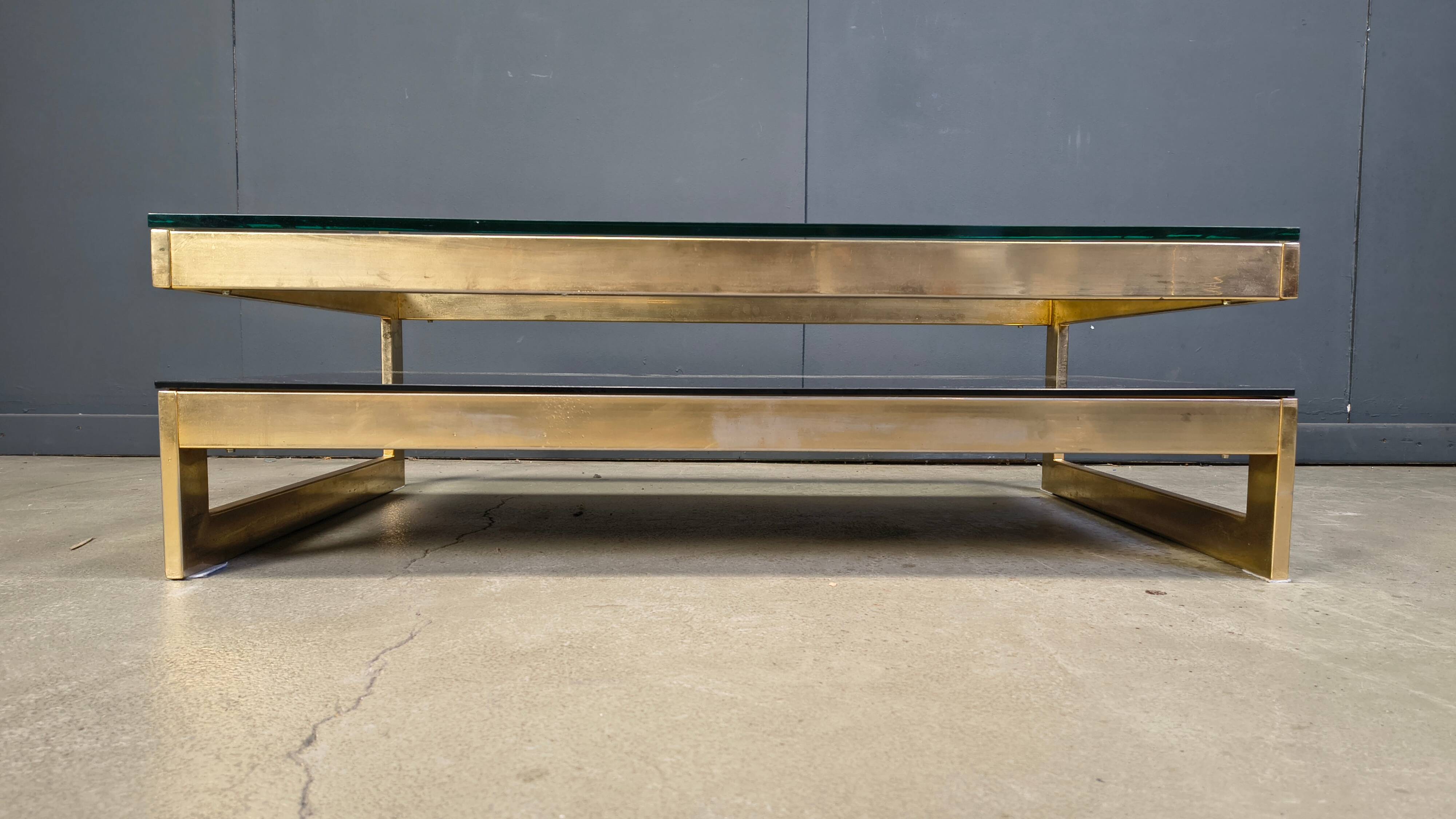 Vintage two tier Belgochrom 23kt coffee table, 1970s