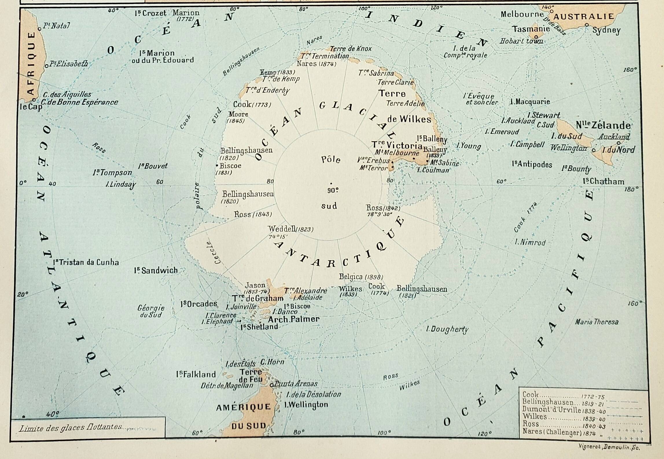 Old engraving 1898, Arctic and Antarctic Poles • Lithograph, Original plate