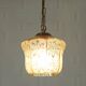 Vintage copper pendant light / amber glass and rustic chain hanging lamp
