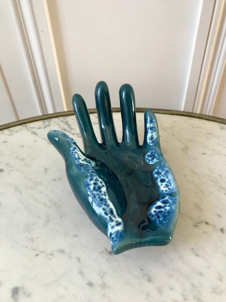 Empty pocket ceramic ring fat lava signed vallauris 70s