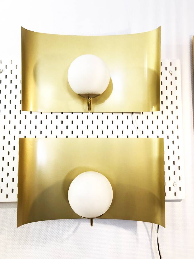 Pair of art deco brass wall lights