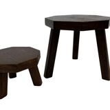 Vintage wooden set of  hexagon side tables/plant tables from the 70s