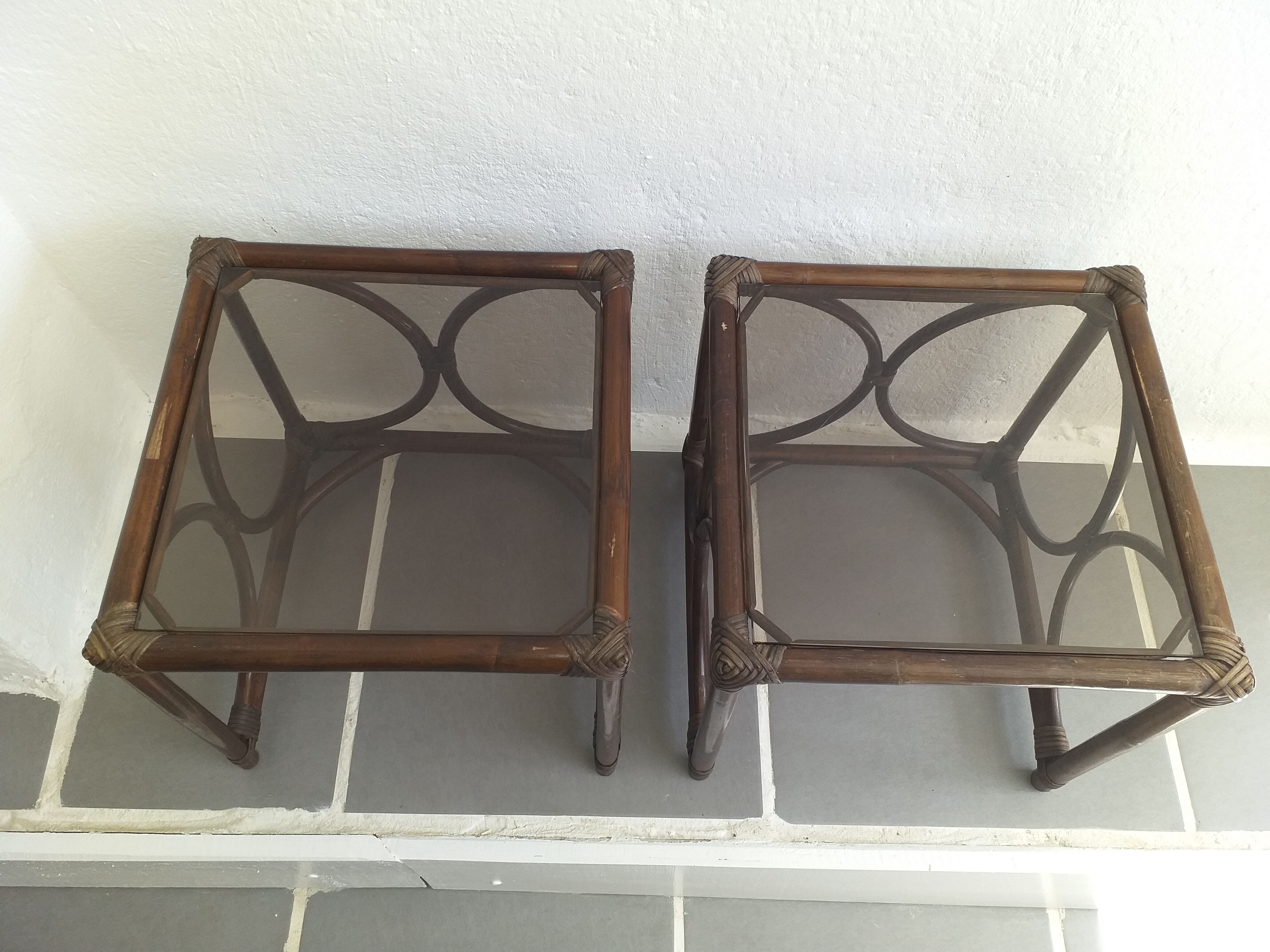 Rattan bedside tables